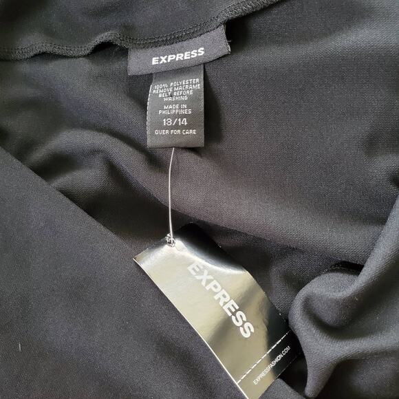 Express Black Draped Neckline A-line Dress 13/14 - Picture 6 of 7